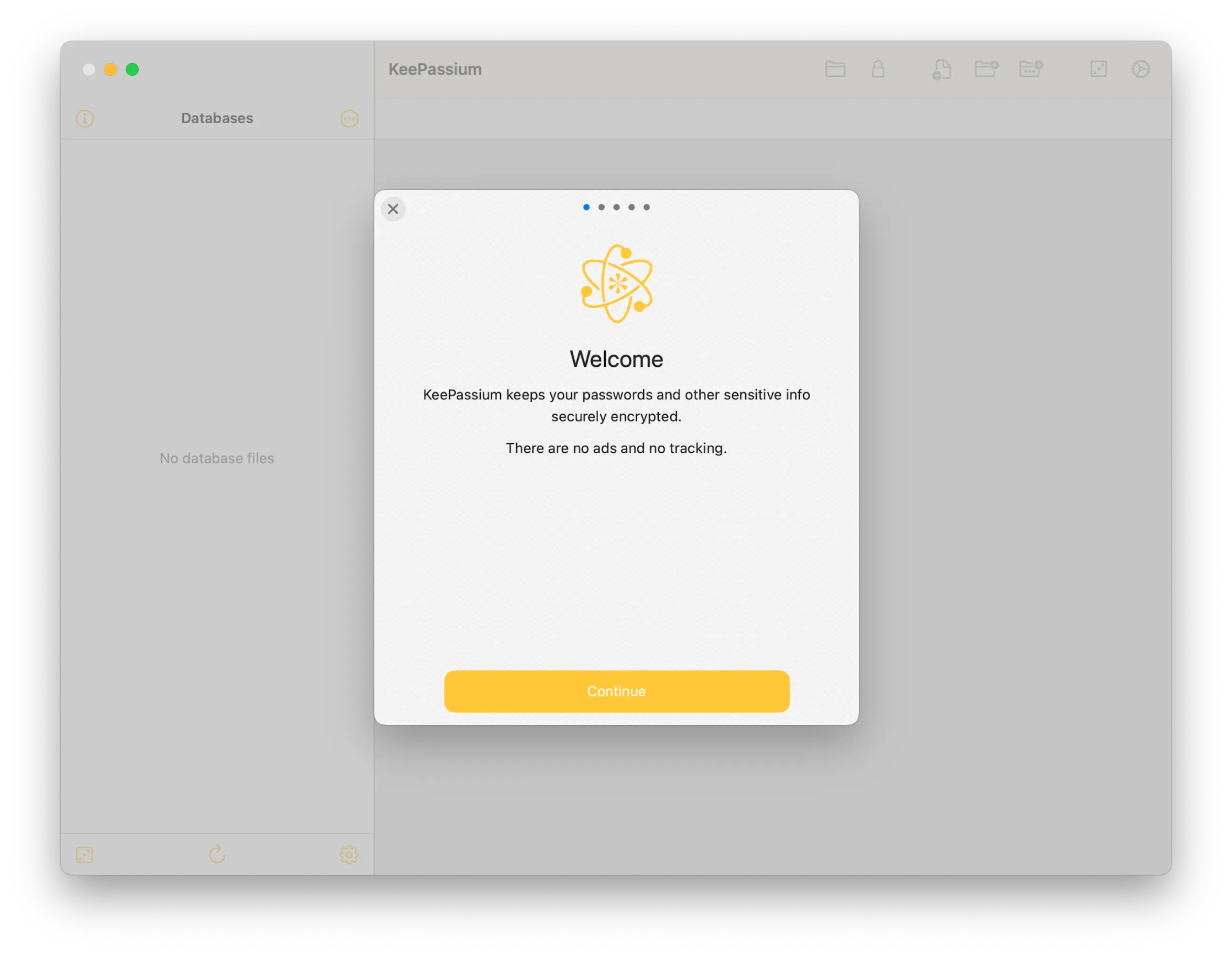 Screenshot from the macOS app showing the Welcome page after installation.